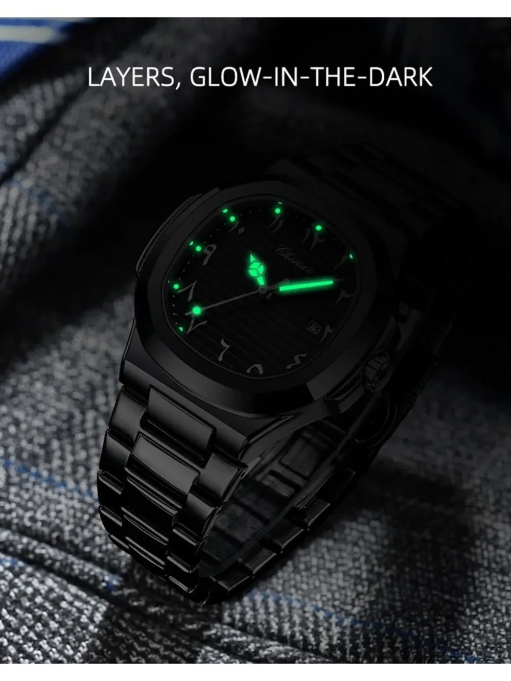 Men's Grey Stainless Steel Strap Quartz Movement Waterproof Date Wrist Watch